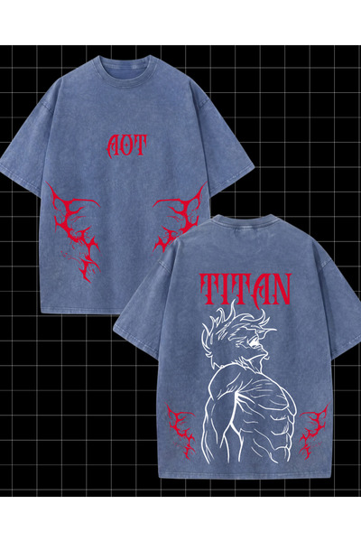Toum Μπλουζάκι Anime Attack on Titan με στάμπα, πλενόμενο, vintage, unisex, o...