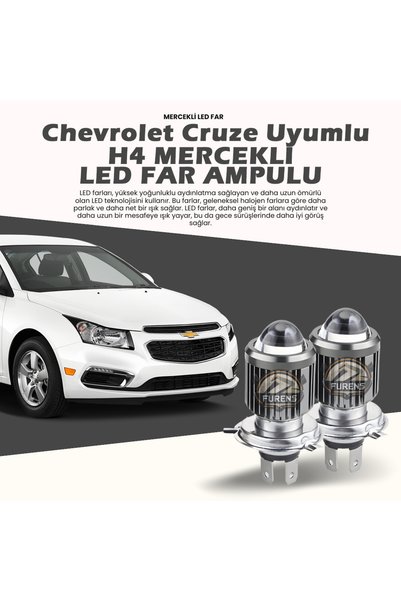 Furens Chevrolet Cruze Mercek Led Xenon Şimşek Etkili Oto Ampul Tek Renk Beyaz