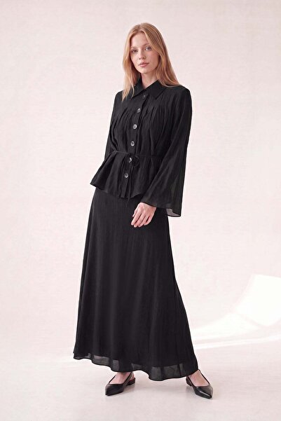 Levidor Black pleated detail skirt set
