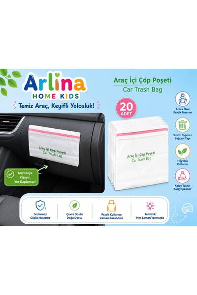 Arlina Home Kids 20 كيس قمامة لاصق للسيارة