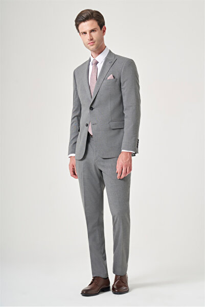 İmza Gray Swallow Collar 6 Drop Slim Fit Full Lining Flexible Suit 1001260148