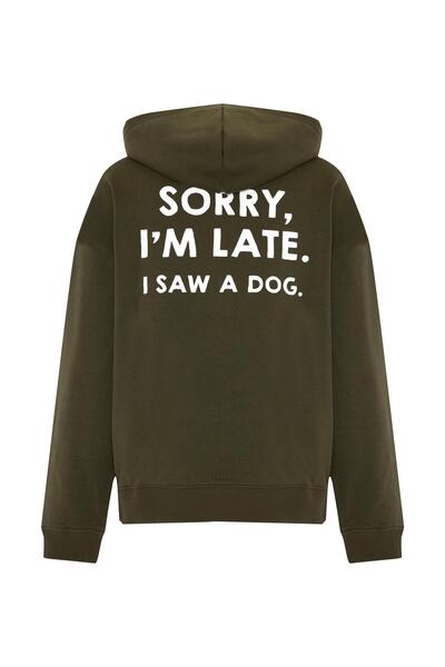 Beauty Omelette Khaki Printed Hooded Sweatshirt