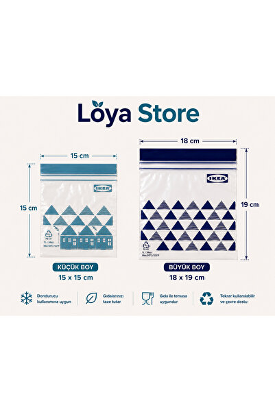IKEA LOYA STORE kilitlenebilir buzdolabı poşeti, mavi-açık mavi, 1 lt ve 0,4 ...