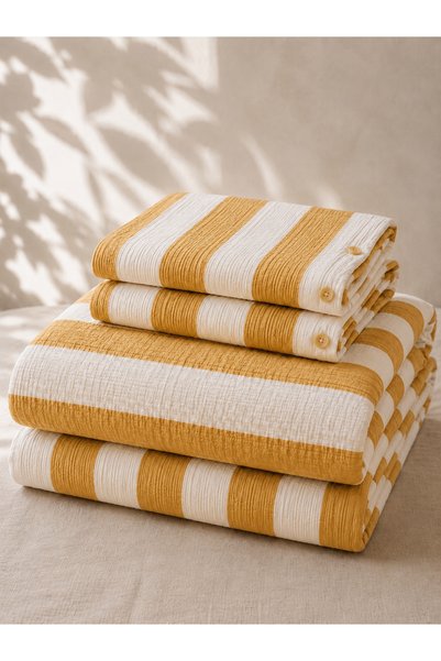 SELORA MAISON Muslin Duvet Cover Set with Washed Pieces, Double Size 200X220 cm |   Soft Texture, Breathable, Natural Comfort