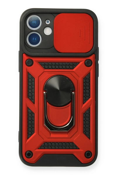New Face Aconcept iPhone 12 Case Pars Silicone with Lens Ring (210826) - Red