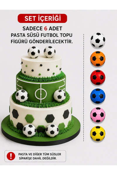 Erzi Futbol Topu Pasta Süsü Figürü – 6’lı Set