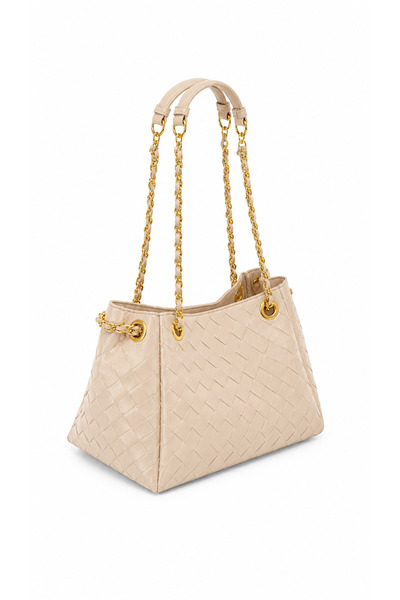 GZ GAIBAG Sophia Cream Women's Knitted Patterned Shoulder Bag