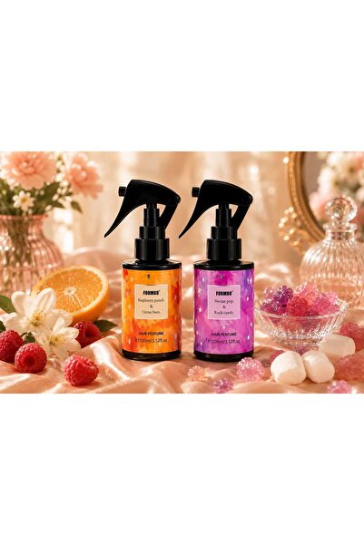 FORMBO Hair Perfume Set 2×100 ml – Raspberry Punch & Citrus Buzz + Nectar Pop & Rock Candy – Parfum pentru Păr – Anti‑Miros, Anti‑Fum