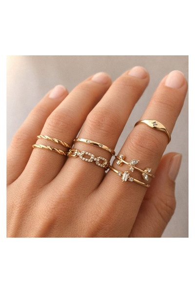 JEWELS Set inele damă, model stras, 7 bucăți – accent elegant pentru mâini