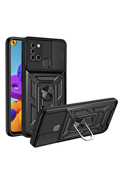 Techsuit Husă pentru Samsung Galaxy A21s, Seria CamShield, albastru - negru