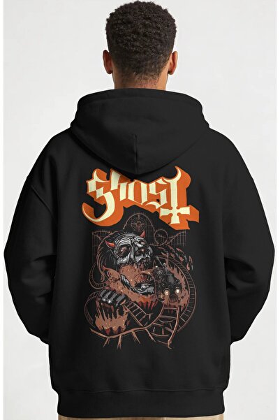 SEVBANO Hanorac premium oversize unisex cu imprimeu pe spate Ghost Rock Metal...