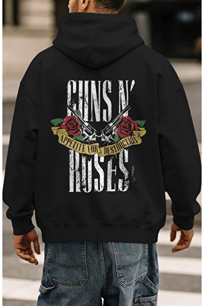SEVBANO هودي فاخر كبير الحجم مطبوع عليه فرقة موسيقى روك ميتال Guns N' Roses ل...