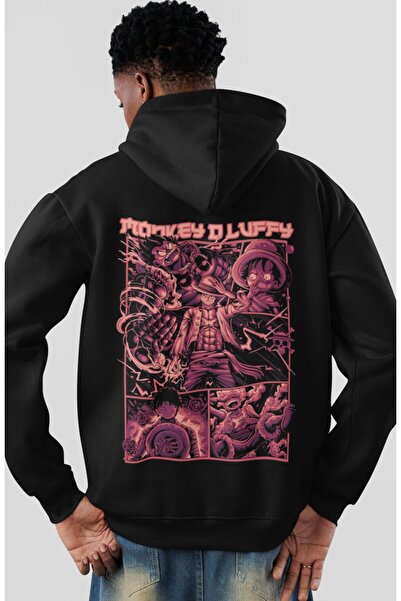 SEVBANO One Piece Monkey D. Luffy Anime Back Printed Unisex Oversize Combed C...