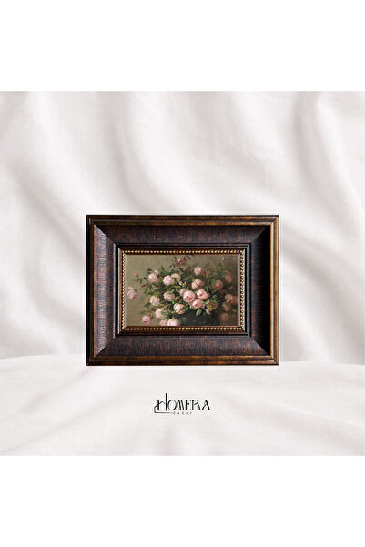 HOMERA DEKOR Vintage Dekoratif Çerçeve Camlı Pembe Çiçek Posterli (24x19 cm),...