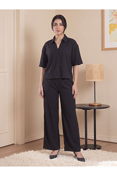 Finelook Women’s Cozy Fleece 2-Piece Loungewear Set – Long Sleeve Top & Wide-...