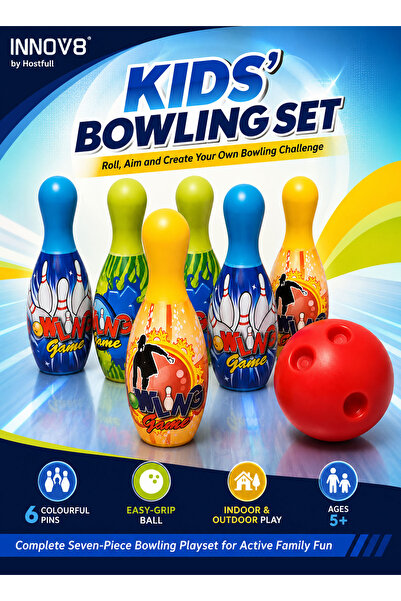 Innov8 Sports INNOV8 by Hostfull Kids Bowling Set with 6 Colourful Pins and R...