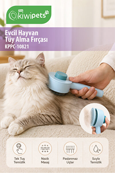 Tiny Kiwipets KPPC-10821 Evcil Hayvan Tüy Alma Fırçası Mavi | Kendini Temizle...