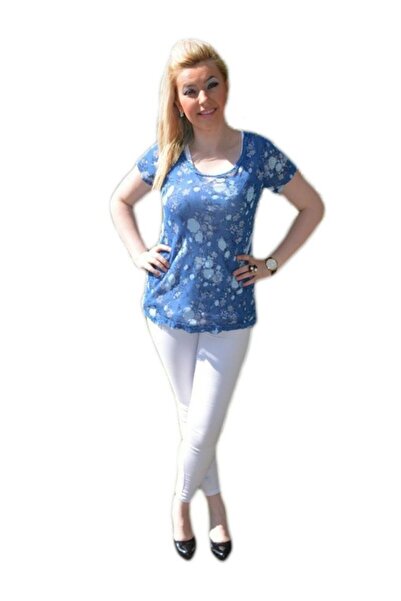 OEM Tricou albastru, cu design tineresc, prevazut cu top alb simplu