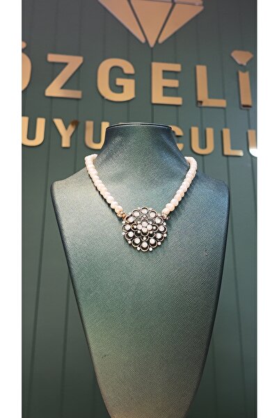 özgeliş kuyumculuk Tasarım Broşlu İnci Kolye