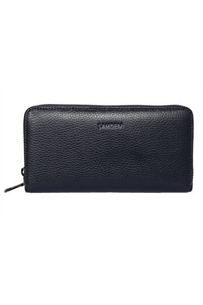 ŞAHDEM محفظة نسائية كبيرة الحجم من الجلد الطبيعي مزودة بسحاب