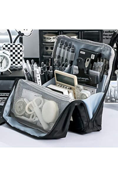 Choice black Washable Pencil Case Organizer, Large Capacity Multi Compartment...