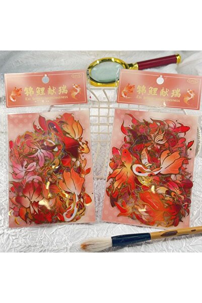 Choice1 50pcs x2 50/100 Pcs Exquisite Cartoon Gold Foil Koi PET Clear Waterpr...