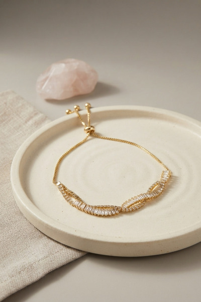 Generic Brand Gold Color Baguette Zircon Stone Spiral Model Brass Elevator Br...