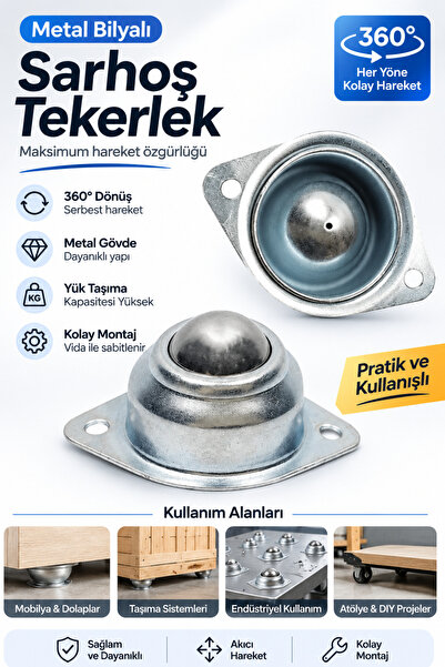 RoboPazar Metal Bilyalı Sarhoş Tekerlek