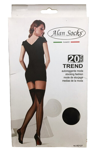 OEM Ciorap rafinat cu banda, de culoare neagra cu model in spate
