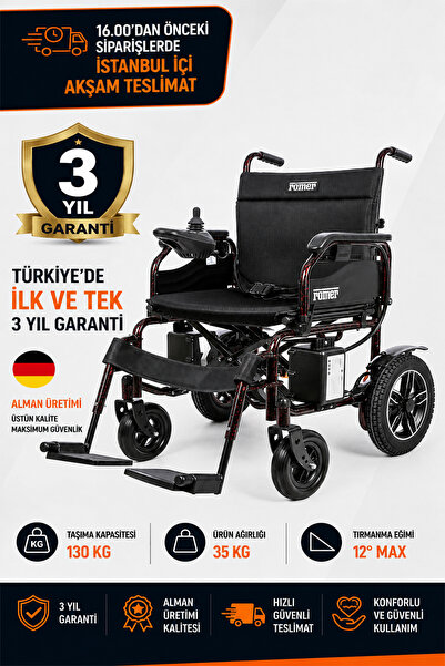 Römer R108 Akülü Tekerlekli Sandalye – 50 cm Geniş Oturma Alanı, 130 kg Taşım...
