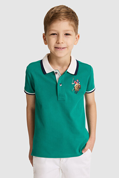 U.S. Polo Assn. Boy's Dark Green Polo Collar Basic T-Shirt 50320095-Vr079