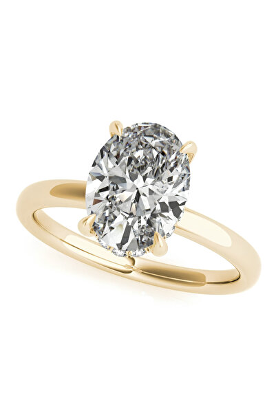 Lial Diamond Halo Tektaş Pırlanta Yüzük, 1 Karat Oval Kesim Laboratuvar Pırla...