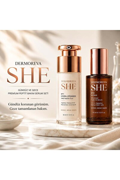 Renovafood Dermoreva She Premium Peptit Gündüz & Gece Serum Seti