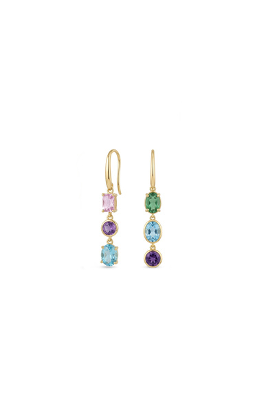 Charmist Steel Special Collection Asymmetric Design Multi-Colored Zircon Earr...