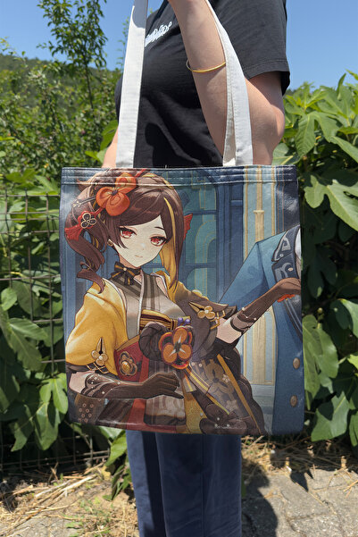 ZipZap Chiori Genshin Impact V1 Double-Sided Canvas Print Tote Bag Anime Bag