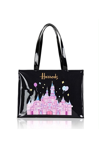 Harrods شنطة كتف/تسوق بشعار هارودز وولت ديزني- لون اسود - مقاس كبير(الابعاد ا...