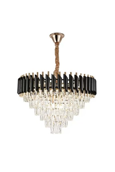 OEM Candelabru Cristal VERSAILLES Magno 8xE14, Diametru 60cm, Negru si Auriu,...