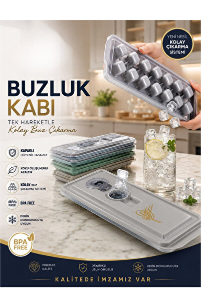 Arsimo Yeni Nesil Kolay Çıkarma Sistemli Kapaklı Buzluk Kabı - BPA Free Silik...