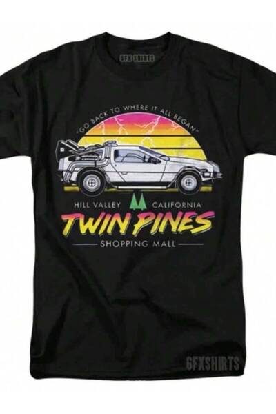 9TAY تي شيرت Back To The Future بتصميم ديلوريان كلاسيكي مستوحى من الأفلام (2)-1