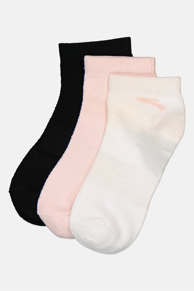 Anta Kids Girls 3 Pairs Brand Logo Ankle Socks, Multicolor