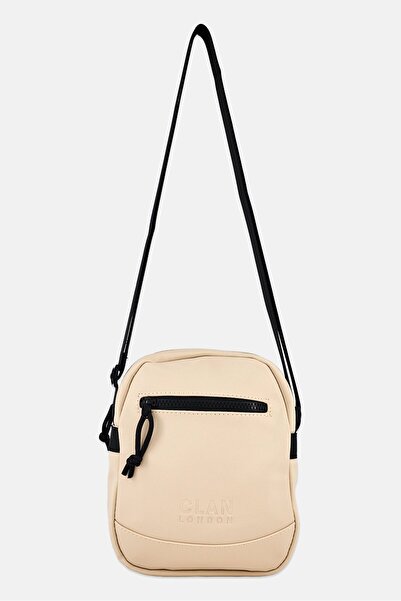 CLAN LONDON Men Brand Logo Cross Body Bag, Beige