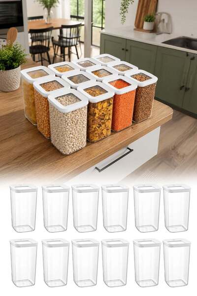 omilife 12-Piece Vacuum Square Storage Container Set 1200 ml Transparent Lid ...