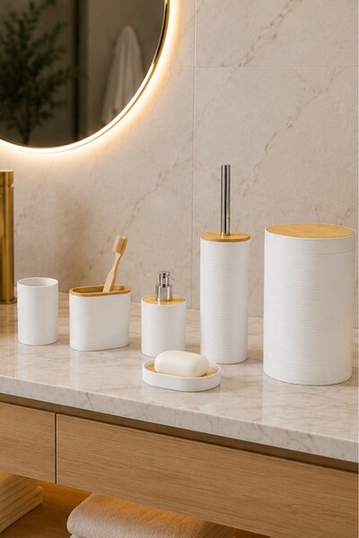 Vichy طقم حمام فيشي-7058 6 قطع أبيض ×12