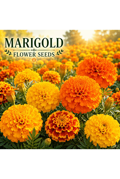 Bloom & Sow Seed بذور زهور القطيفة المختلطة، بذور تاجيتيس برتقالية صفراء للحد...