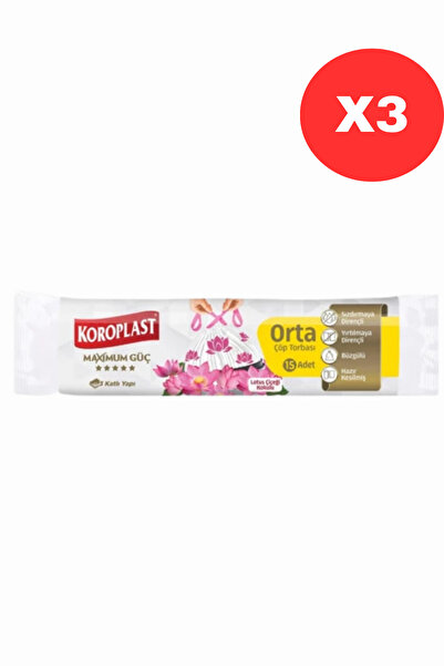 Koroplast Lotus Çiçeği Kokulu Orta Boy Büzgülü Çöp Poşeti 15'li 55x57 cm, Sız...