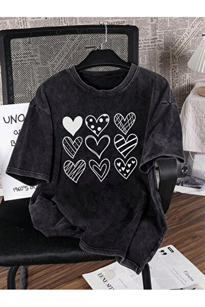 HOFFNUNG Unisex Oversize Vintage Washed Street Style Μόδα του δρόμου Βαμβακερ...