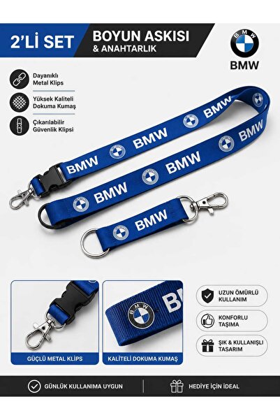 barototuning Bmw Blue Neck Strap and Keychain Set (2 Pieces)