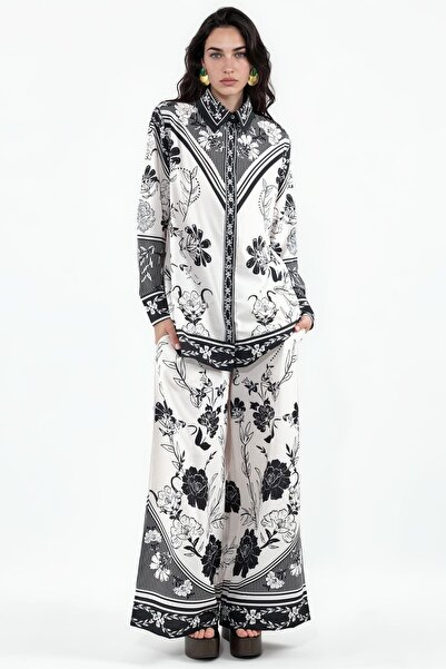 Hiccup Msn Floral Patterned Shirt and Wide-Legged Pants Set