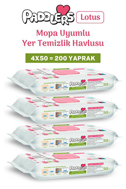 Paddlers Easy Clean Lotus Çiçeği Kokulu Mopa Uyumlu Yer Temizlik Havlusu 4x50...