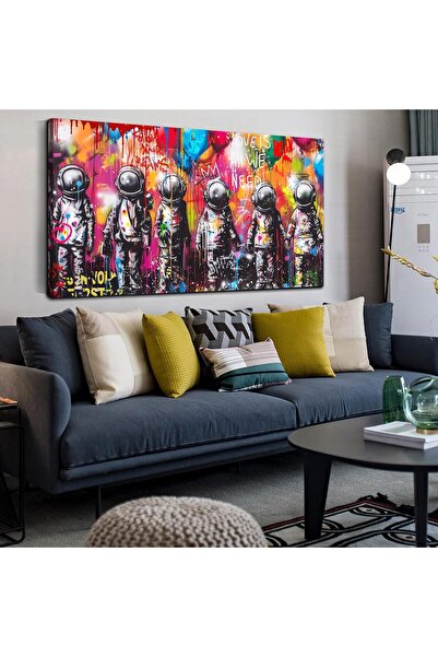 HOME MODE Graffiti Astronauts Canvas Wall Art | 50x100 Inches Gallery Wrapped...